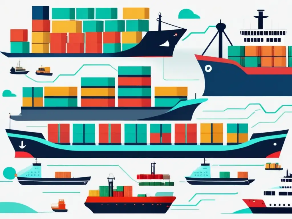 Impacto de transporte marítimo en comercio global Impacto transporte marítimo en comercio global: imagen abstracta ultradetallada representa interconexión y flujo de bienes en el mundo