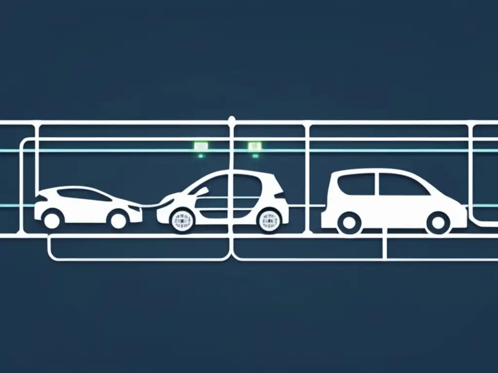 Evolución tecnológica infraestructura vehículos eléctricos con líneas y formas abstractas, tonos azules y verdes, progreso y sofisticación