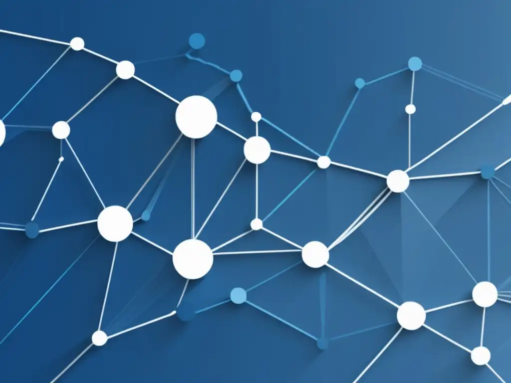 Impacto del Big Data en la sociedad: imagen abstracta de líneas y nodos interconectados en tonos azules y blancos, simbolizando sectores como negocios, medicina y seguridad