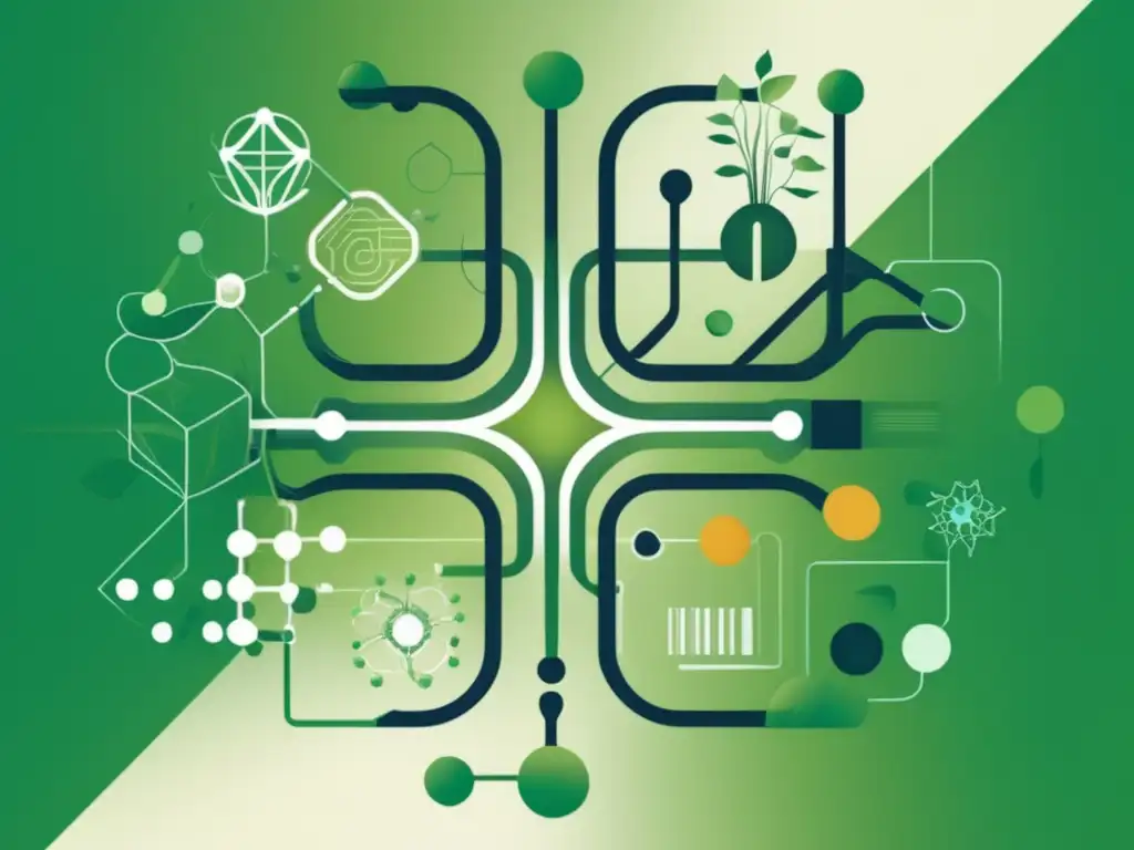 Avances en bioingeniería y terapias alternativas: fusión armónica de elementos orgánicos y tecnológicos, simbolizando innovación y sanación