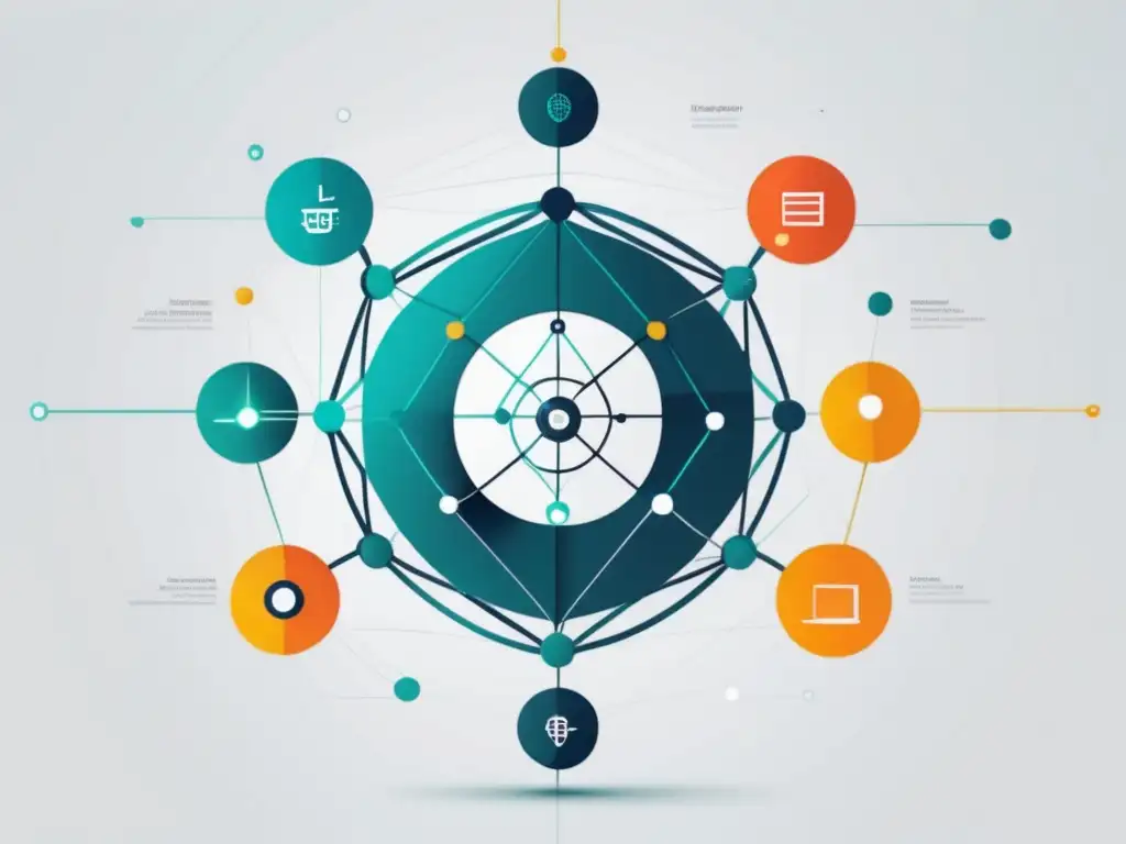 Ética tecnología moderna: imagen abstracta minimalista que representa la intersección entre tecnología y ética