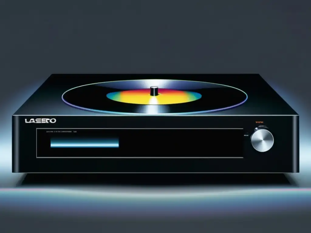 Imagen minimalista y abstracta de un reproductor LaserDisc para el artículo 