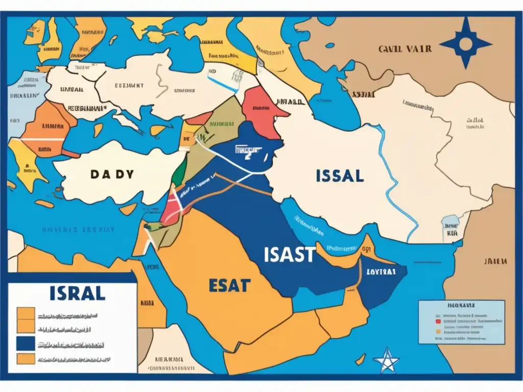 Mapa de Oriente Medio con Israel destacado en azul