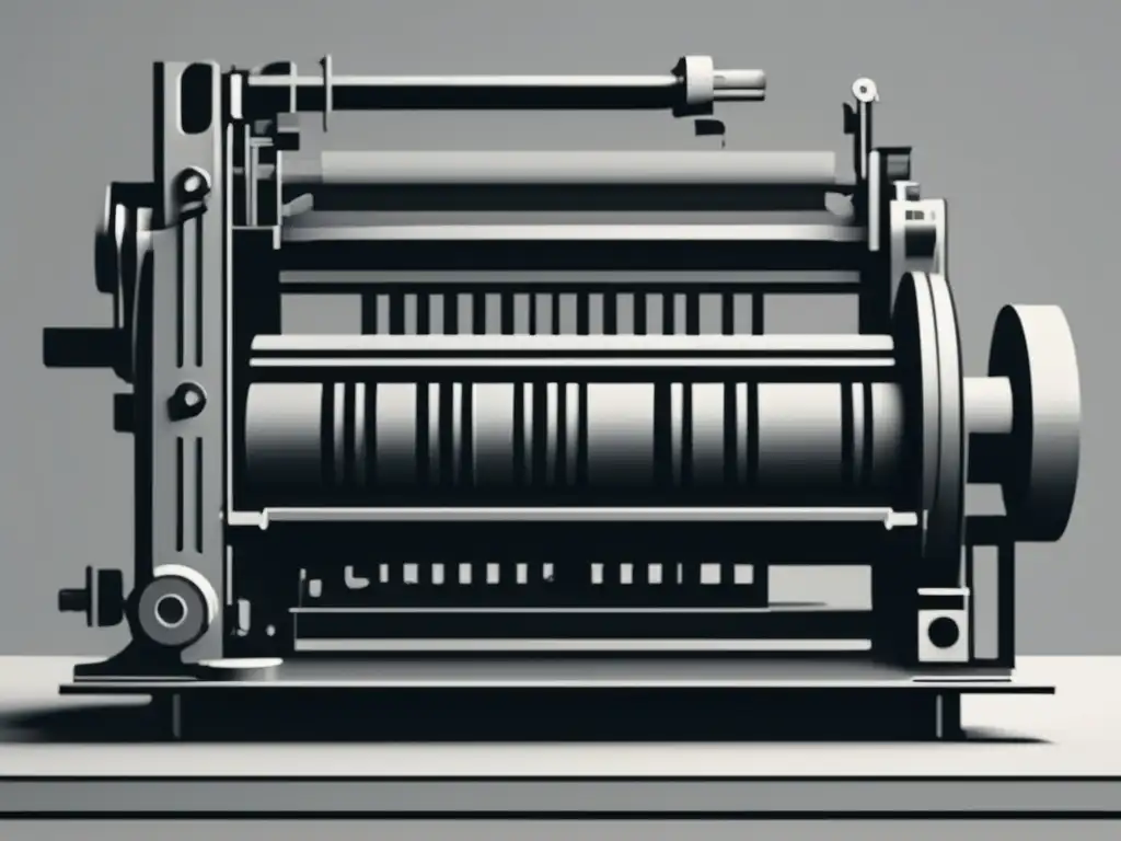 Impresión de alta resolución de una moderna prensa, destacando su precisión y complejidad