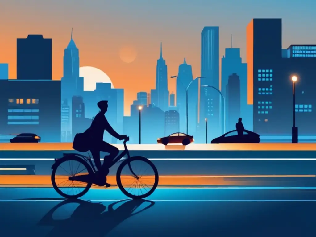 Imagen: Movilidad compartida en la ciudad al atardecer - Ventajas y desafíos actuales