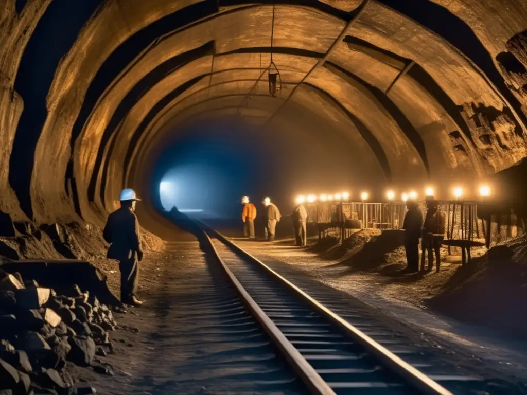 Mineros en mina de carbón durante la Revolución Industrial: Importancia de la minería