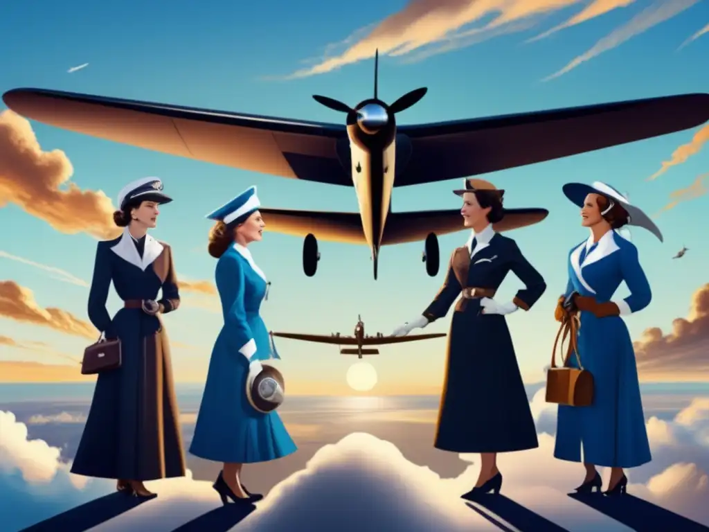 Mujeres pioneras en la aviación, imagen de 8k que representa el empoderamiento y la lucha por la igualdad de género