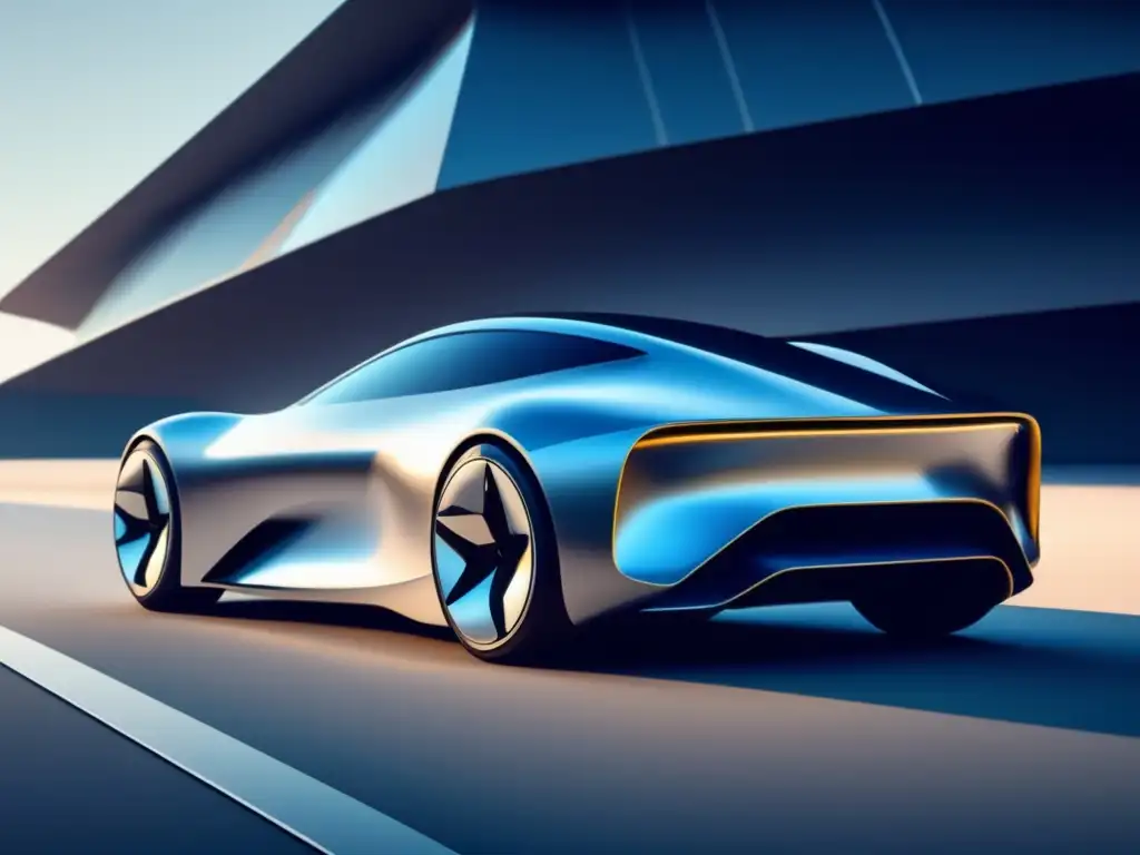 Coche futurista de nanomateriales Imagen de un coche futurista de nanomateriales, destacando beneficios y aplicaciones de la nanotecnología en movilidad
