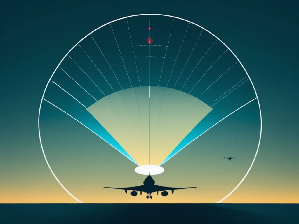 Tecnología de invisibilidad militar en imagen abstracta de radar y avión invisible