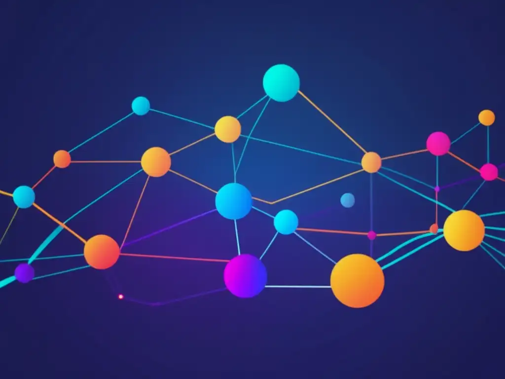 Impacto del 5G en la comunicación móvil: red abstracta y vibrante, simbolizando la conectividad y automatización del IoT