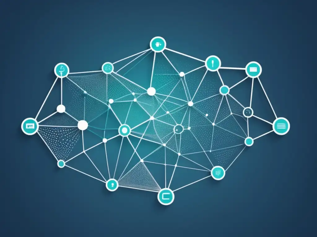Importancia ética ciberseguridad detallada: red abstracta, líneas y nodos interconectados, tonos grises y azules