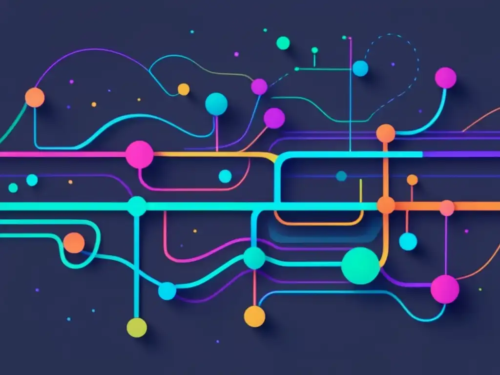 Transporte interconectado a través del IoT Importancia de la IoT en la movilidad: transporte interconectado y vibrante, representación abstracta con líneas y formas neoncoloreadas