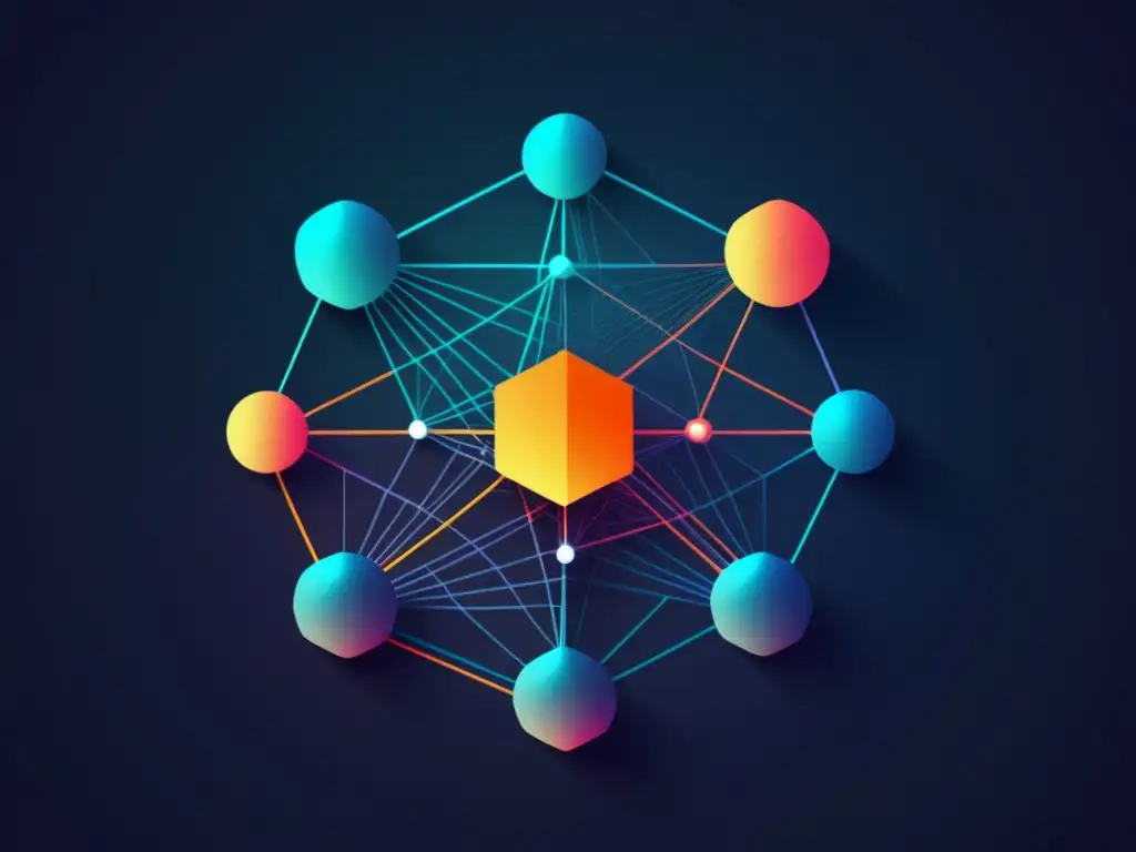 Importancia ética en ciberseguridad: red abstracta con nodos representando decisiones y colores vibrantes