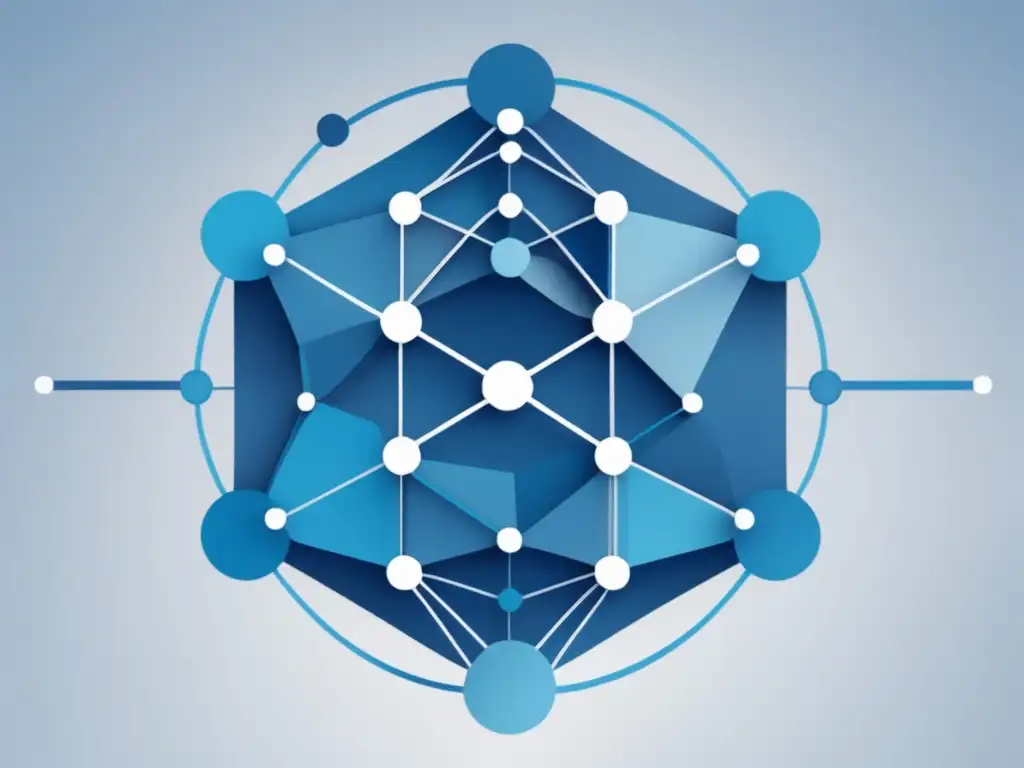 Impacto IA: Representación abstracta, líneas y formas en azul y blanco, simbolizando la complejidad de la tecnología AI