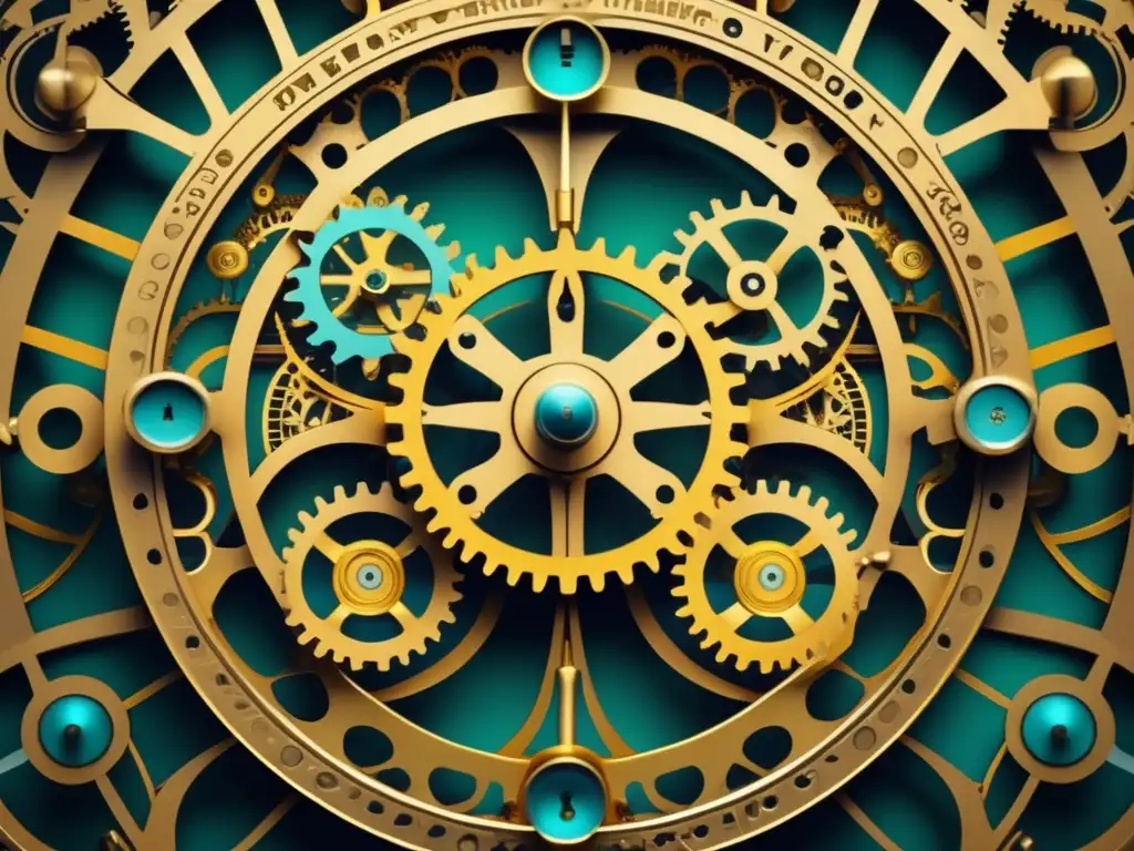 Reloj medieval: Gears, cogs, y detalles en azul evocan historia y precisión