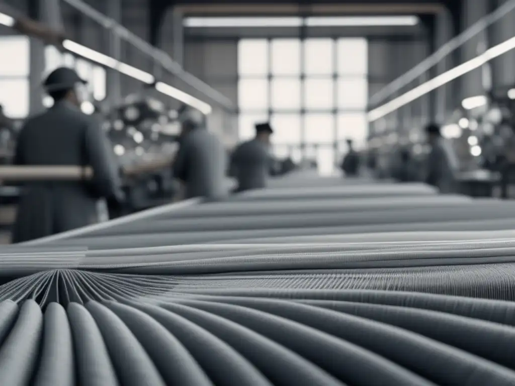 Tecnología revolución industria textil: imagen 8k de la fusión entre tecnología y textiles durante la Revolución Industrial