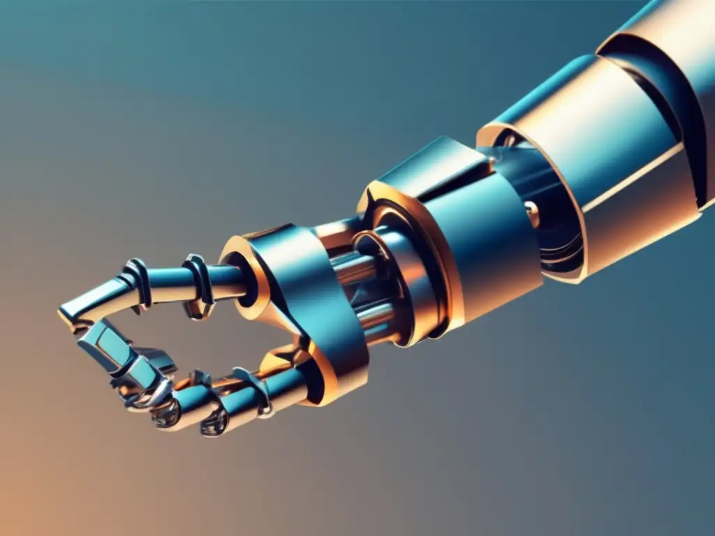 Derechos éticos de los robots: Robótica y conexión humana en una imagen abstracta de brazo robótico y mano