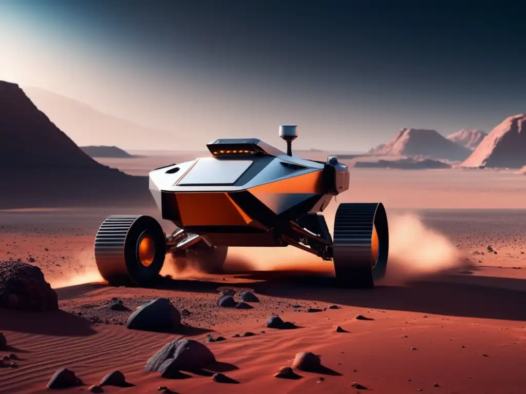 Importancia robótica en la exploración espacial - Rover futurista en planeta alienígena con fondo estelar