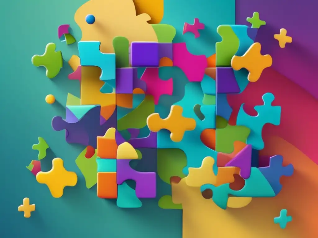 Impacto de las apps educativas: puzzle colorido flotando, simbolizando la diversidad y emoción del aprendizaje autónomo