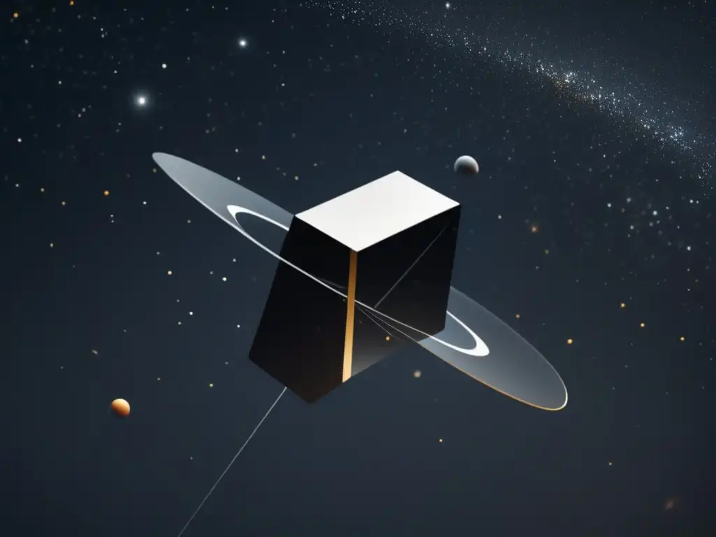 Satélite flotando en el espacio Satélite en exploración espacial: imagen 8k ultradetallada, minimalista y abstracta