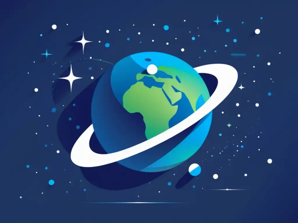 Satélite orbitando la Tierra en azul y blanco Avances tecnológicos en satélites para big data - Imagen abstracta de un satélite orbitando la Tierra en tonos azules y blancos