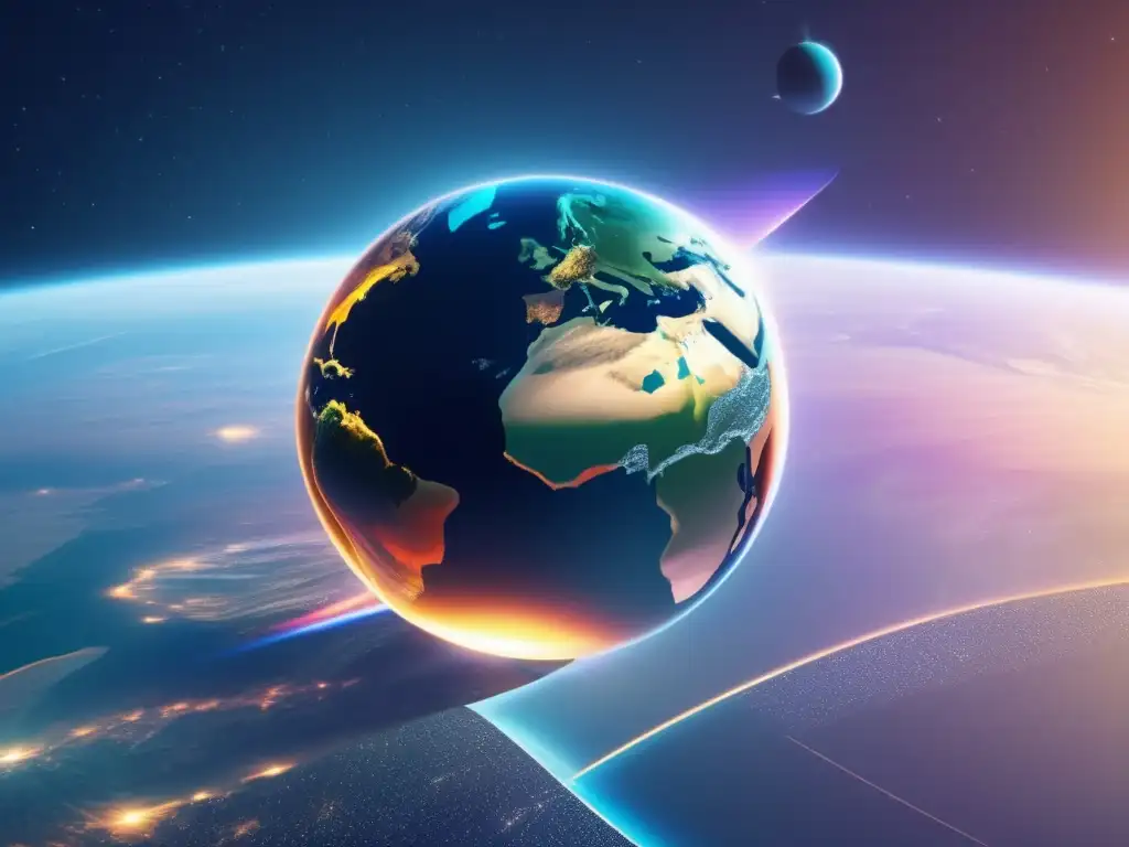 Satélite orbitando la Tierra en 8k Avances tecnológicos en satélites de recolección de datos