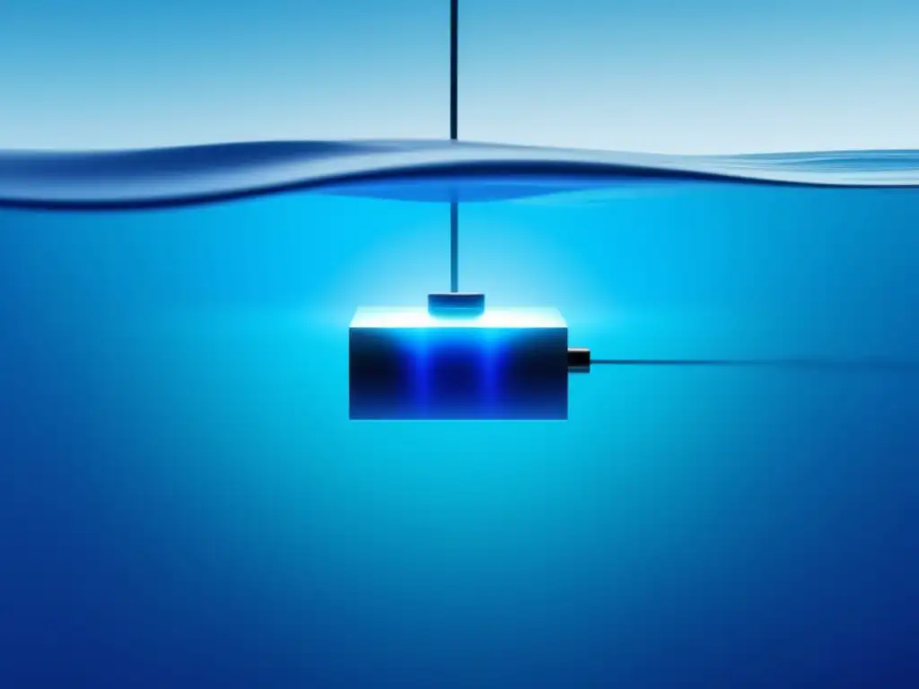 Tecnología de sensores para artefactos subacuáticos: imagen minimalista abstracta fusionando tecnología y el mundo submarino