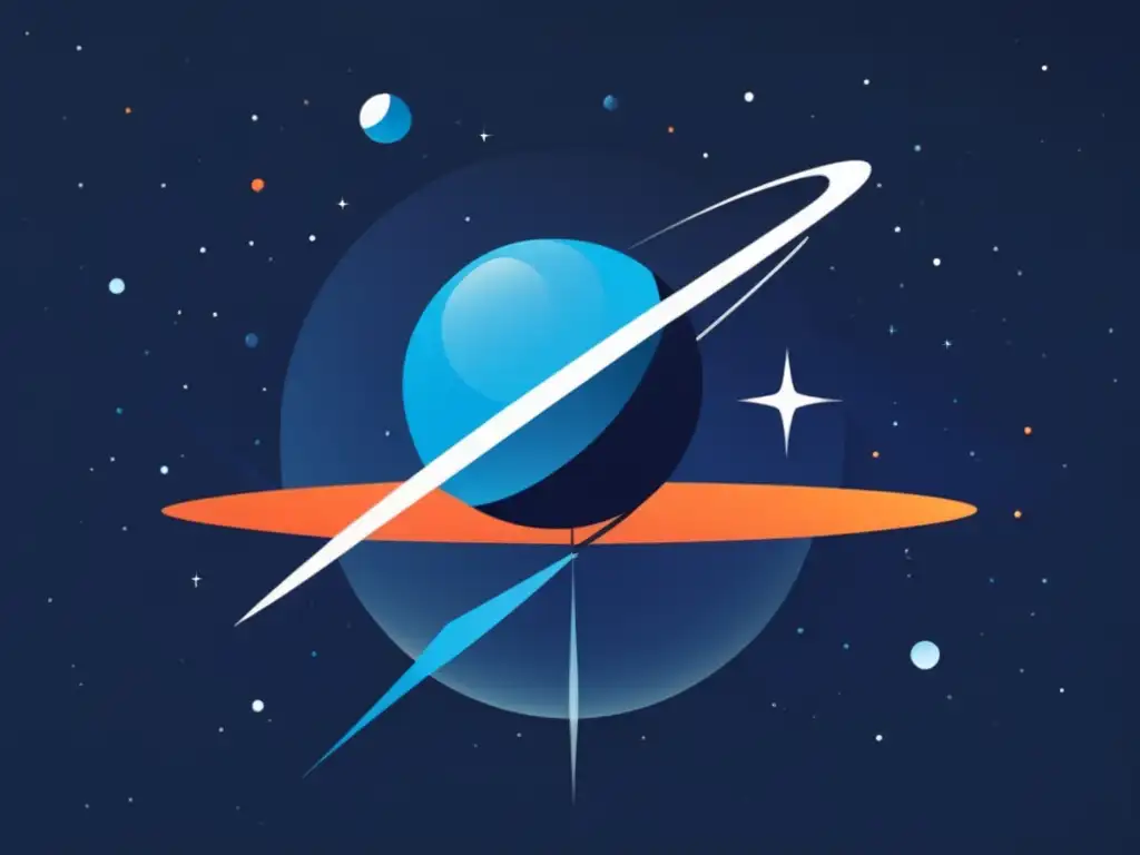 Historia del Sputnik en órbita: Imagen minimalista y abstracta del satélite Sputnik orbitando la Tierra