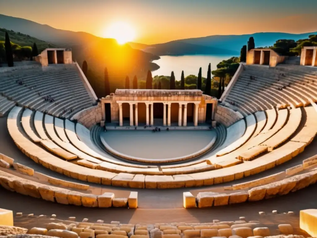 Importancia del teatro en la antigua Grecia: Teatro de Epidaurus al atardecer