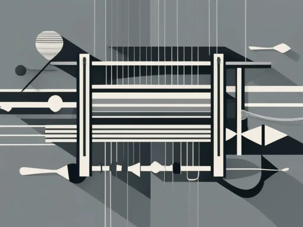 Herramientas y técnicas ancestrales de tejido en una representación minimalista y abstracta