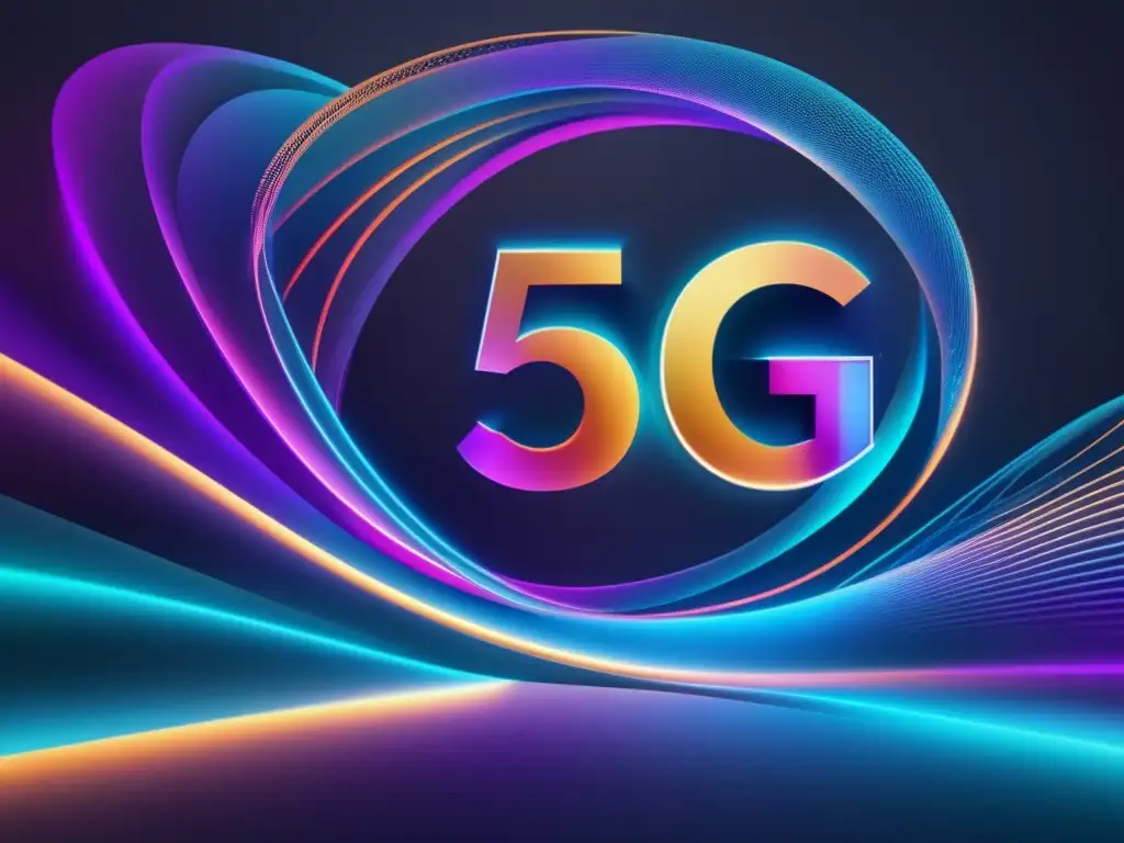 Impacto 5G en comunicación móvil: 8k imagen abstracta muestra el poder transformador de la red 5G y sus múltiples aplicaciones en industrias clave