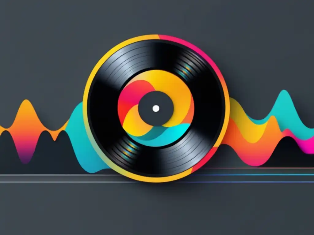 Impacto tecnológico en música popular: vinilo fundiéndose en onda digital