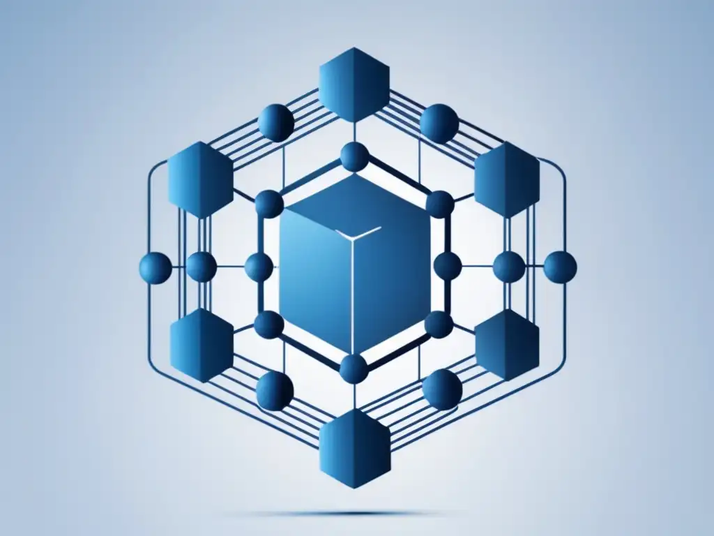 Impacto de la Inteligencia Artificial: imagen minimalista y abstracta que representa la interconexión y evolución de la IA, en tonos azules y blancos