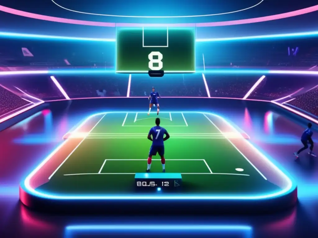 Impacto tecnológico en medios deportivos: imagen de 8k con holograma futurista y contenido deportivo en tiempo real