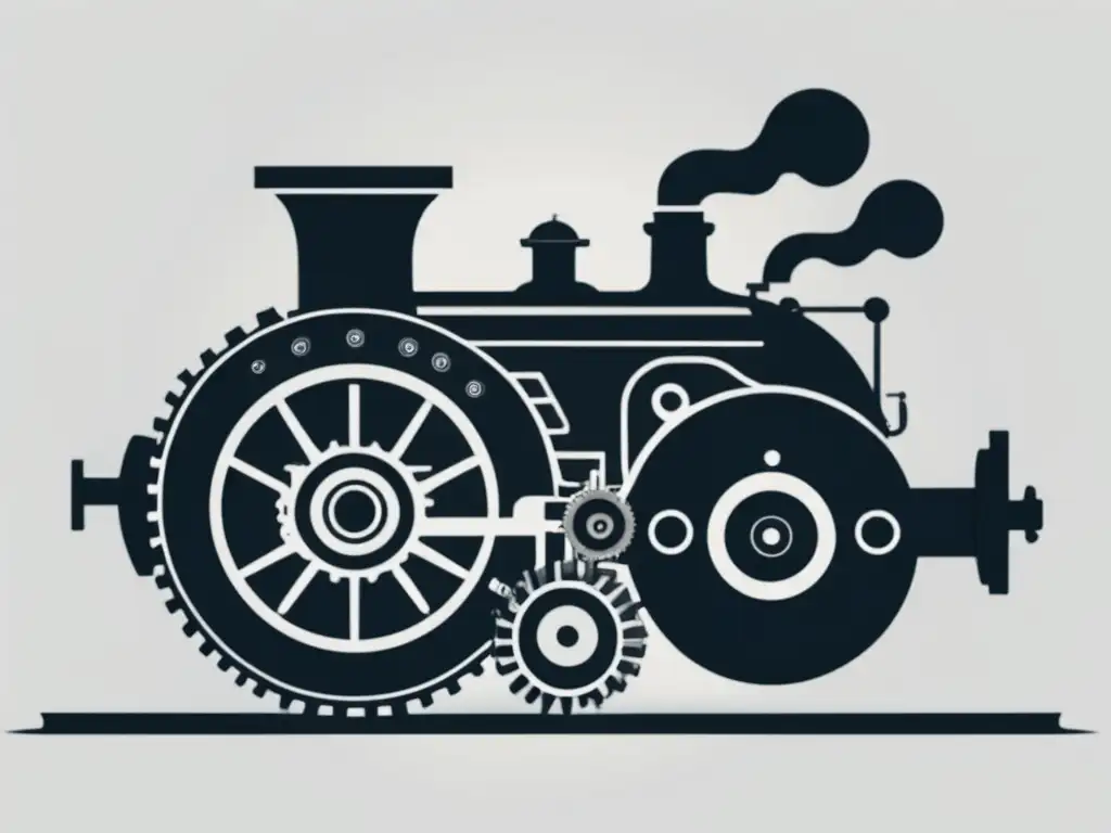Causas de la desaparición de las máquinas de vapor: Fusión simbólica de la energía eléctrica y el motor a vapor en una ilustración minimalista