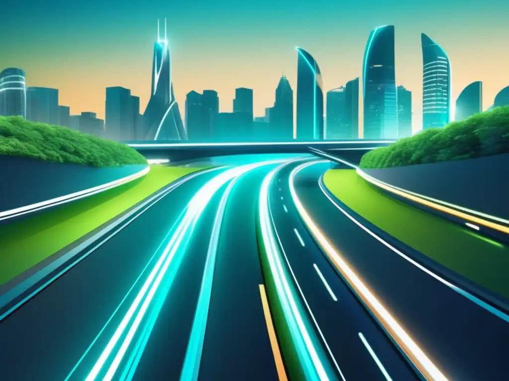 Futuro del transporte: vehículos aerodinámicos en una ciudad sostenible con tecnologías emergentes