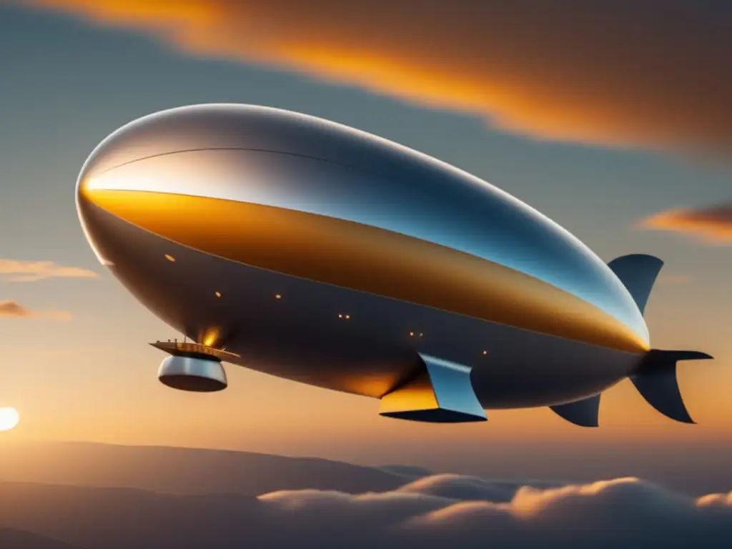 Innovaciones tecnológicas en la aviación: Zeppelin en el cielo al atardecer