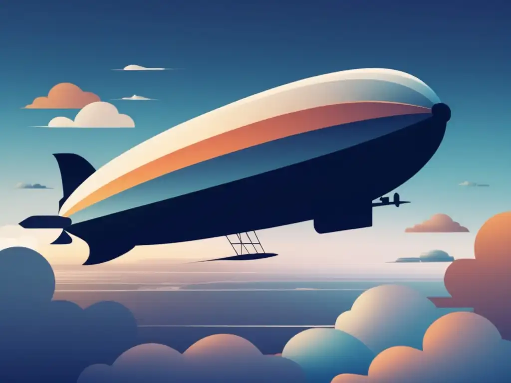 Innovaciones tecnológicas en la aviación: Zeppelin majestuoso en el cielo rodeado de nubes